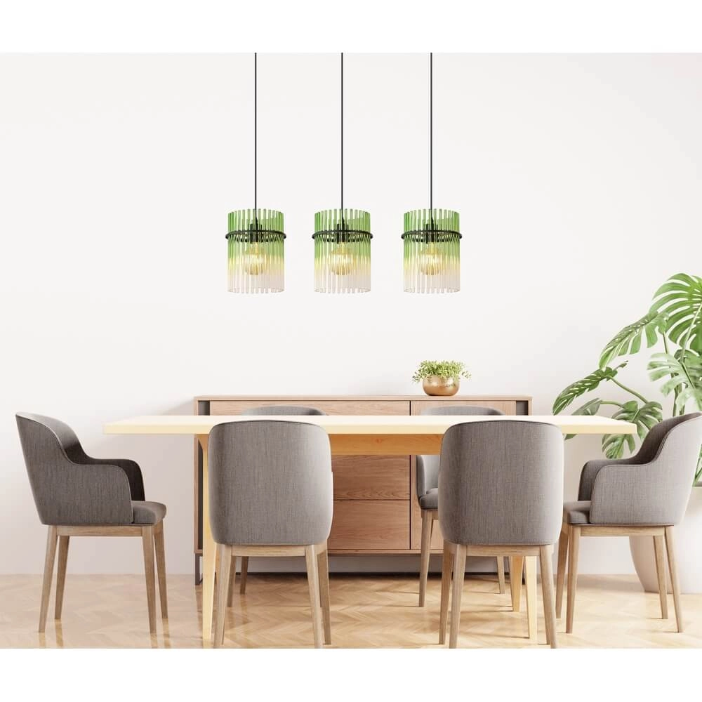 Schwarze Pendelleuchte Gorley mit grünem Glas 3-flammig Globo 9007371474974