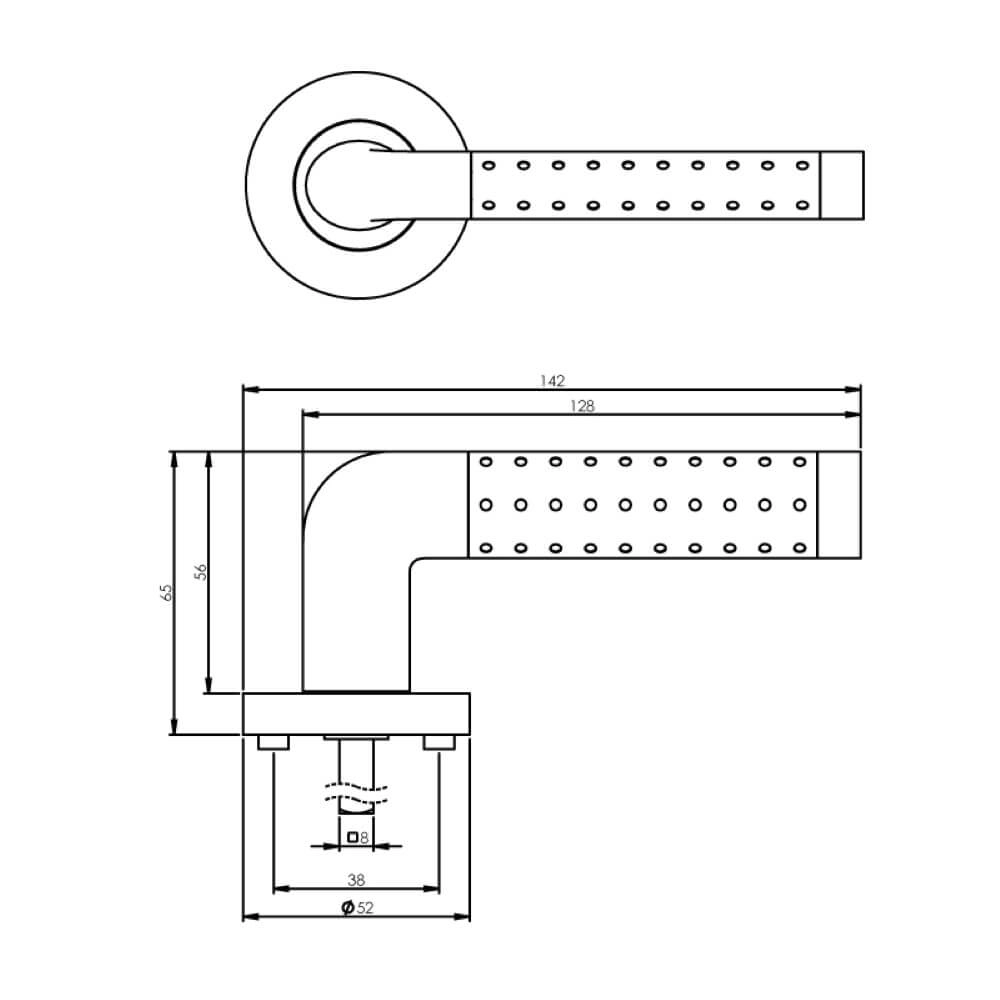 Klassischer Türgriff Marion Chrom auf Rosette Intersteel 8714186144060