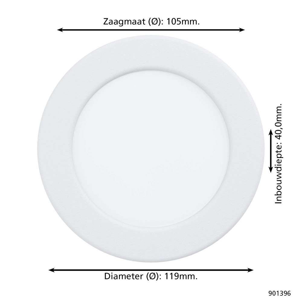 Einbaulampe Fueva 6 rund – weiß – Ø 11,9 cm Eglo 9008606330768