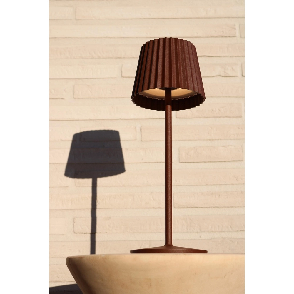 Wiederaufladbare Tischlampe Justine Rostbraun mit Ladestation Lucide 5411212272195