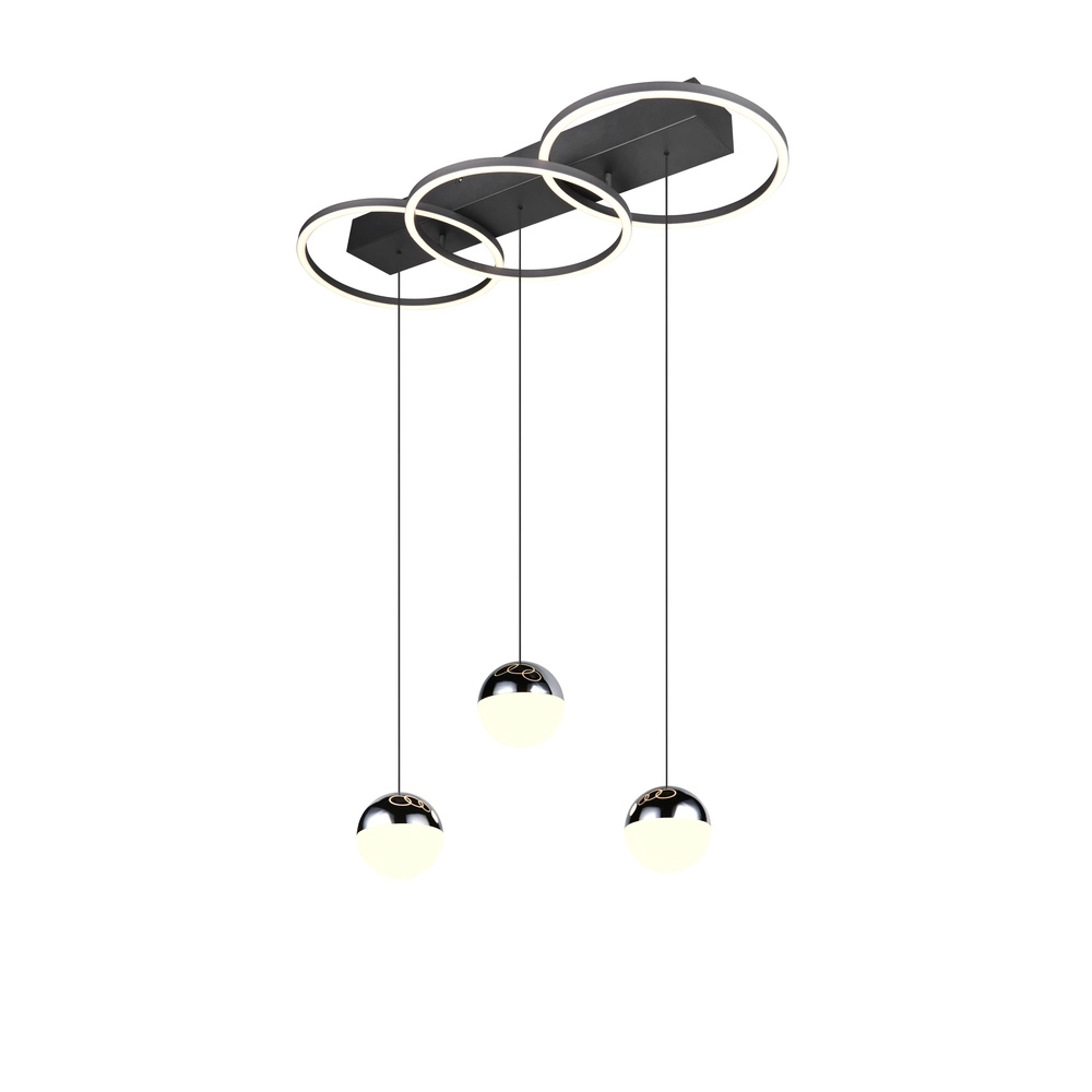 Schwarze Pendellampe Larino Längliches Design