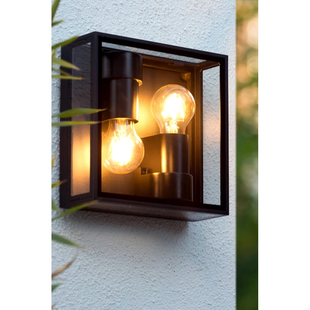 Design-Wandlampe Dukan IP65 schwarzes Doppel Lucide 5411212151889