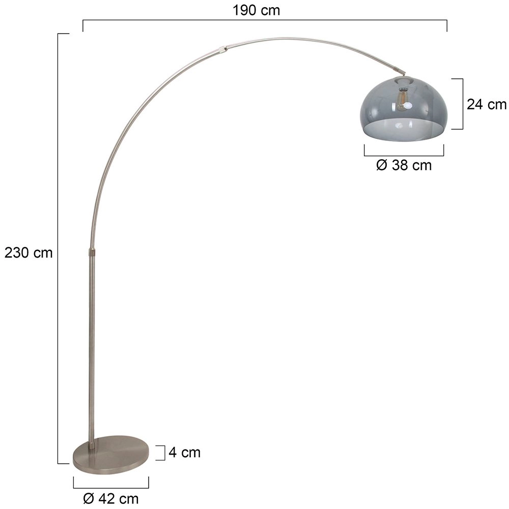 Bogenlampe Gramineus Stahl mit Rauchglas Steinhauer 8712746116496