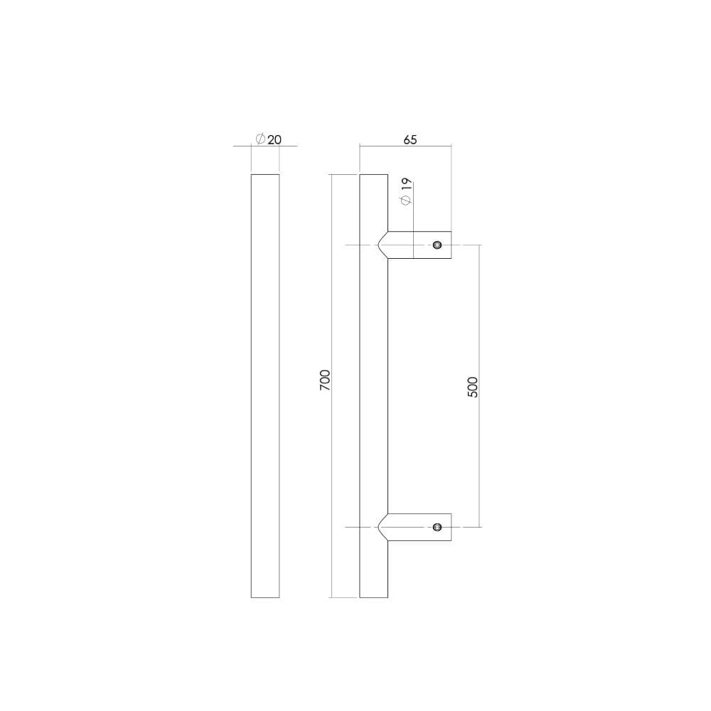 Türgriff T-Form Gripon 70x6,5cm Edelstahl Intersteel 8714186334096