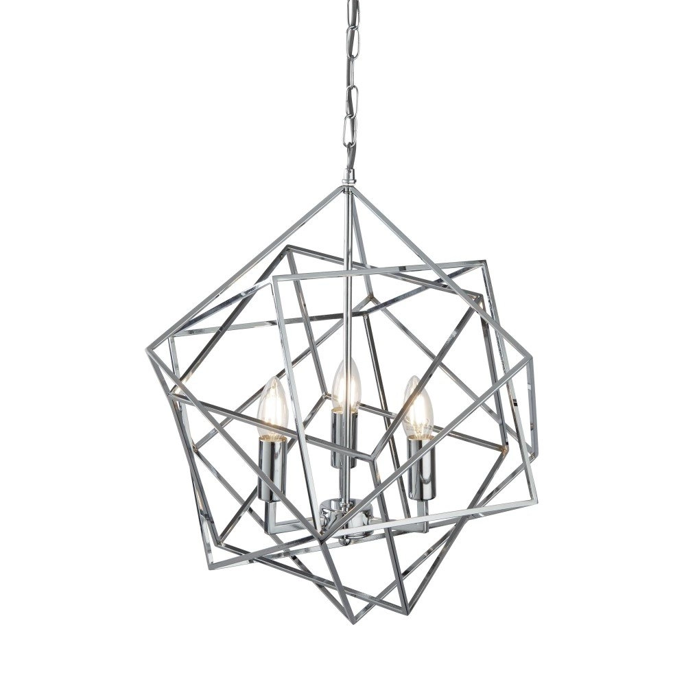 Chrom Hängelampe Cube Ø 48cm Searchlight 5053423101798