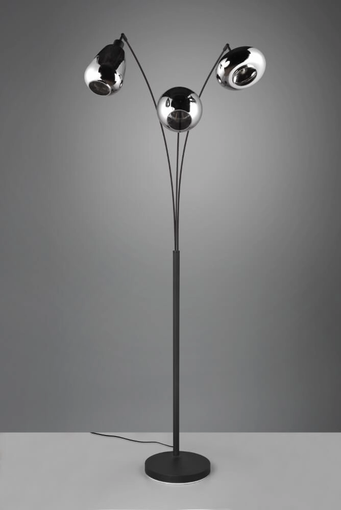 Stehende Stehlampe Lumina schwarze Leuchte mit Chromglas Trio 4017807581201