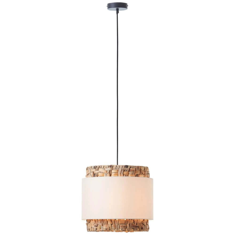 Hängelampe Waterlilly Rattan mit weißem Stoff Brilliant 4004353411922