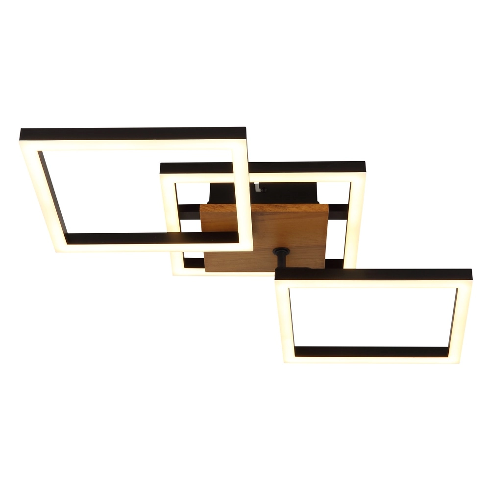 Deckenlampe Kerry Schwarz mit Holzoptik Globo 9007371443222