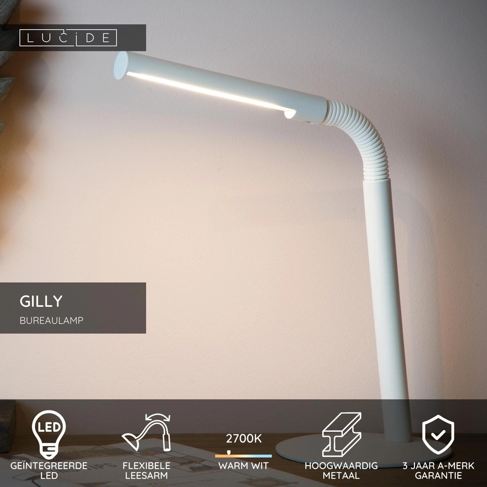 Schreibtischlampe Gilly Weiß Lucide 5411212361097