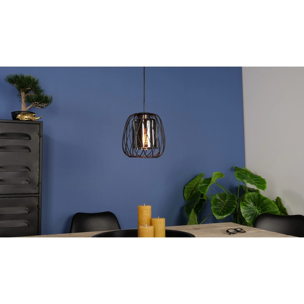 Draht-Pendellampe Floresta Ø 20cm – mit Rauchglas Eglo 9002759997052