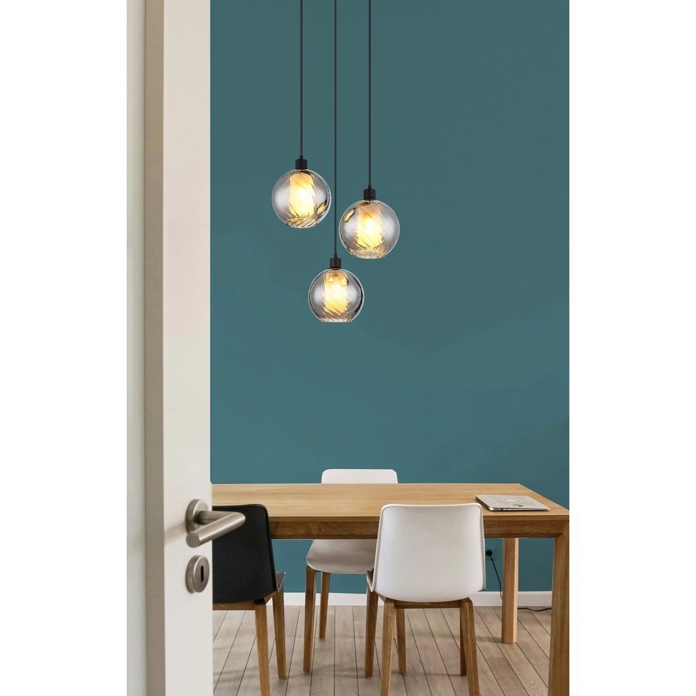 Design-Pendellampe Ulf 3-Licht Schwarz Globo 9007371533701