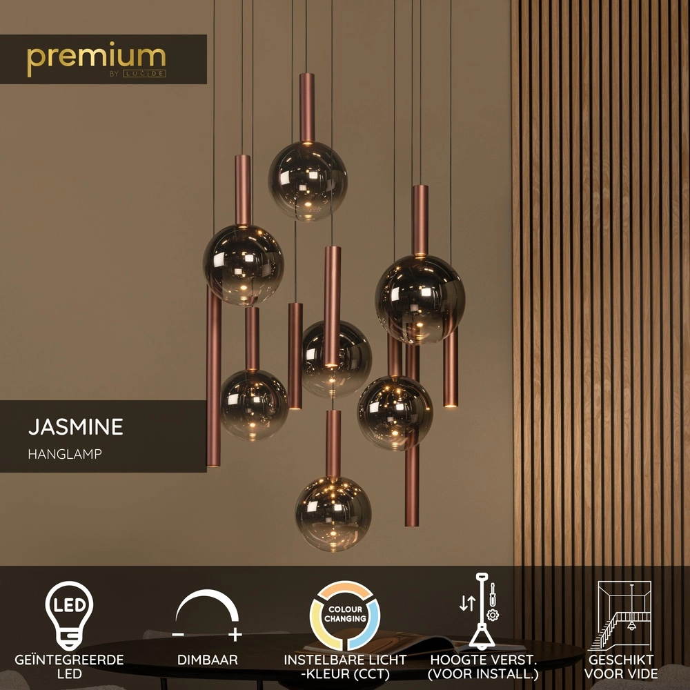 Design vide Pendellampe Jasmine Kupfer 12-Licht Premium by Lucide 5411212741271