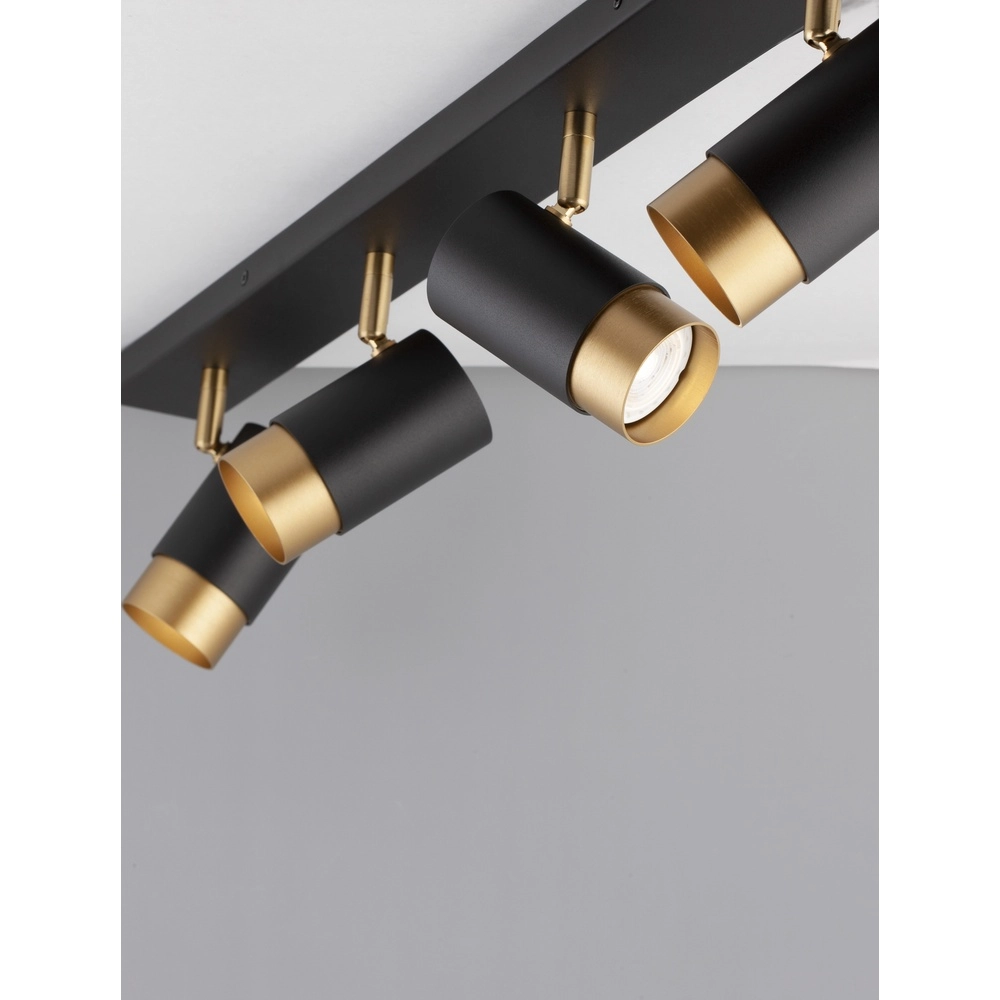 Deckenstrahler Pogno 4-flammig schwarz mit gold Lyora 5212017430861