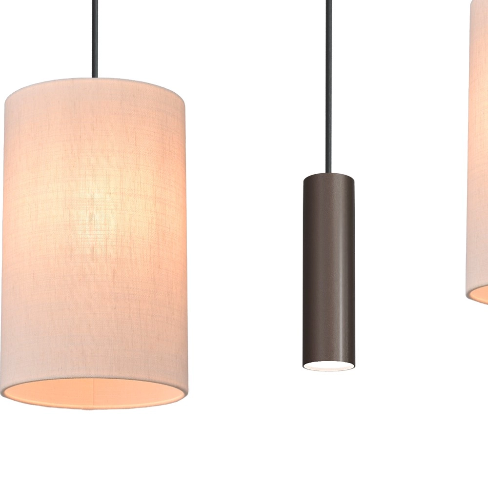6-Licht Pendellampe Lisbourg Kakao mit cremefarbener Kappe Masterlight