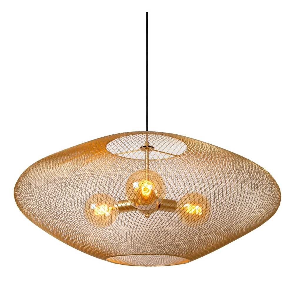 Netz-Pendellampe Mesh Ø 85 cm Gold für das Loft Lucide 5411212211965