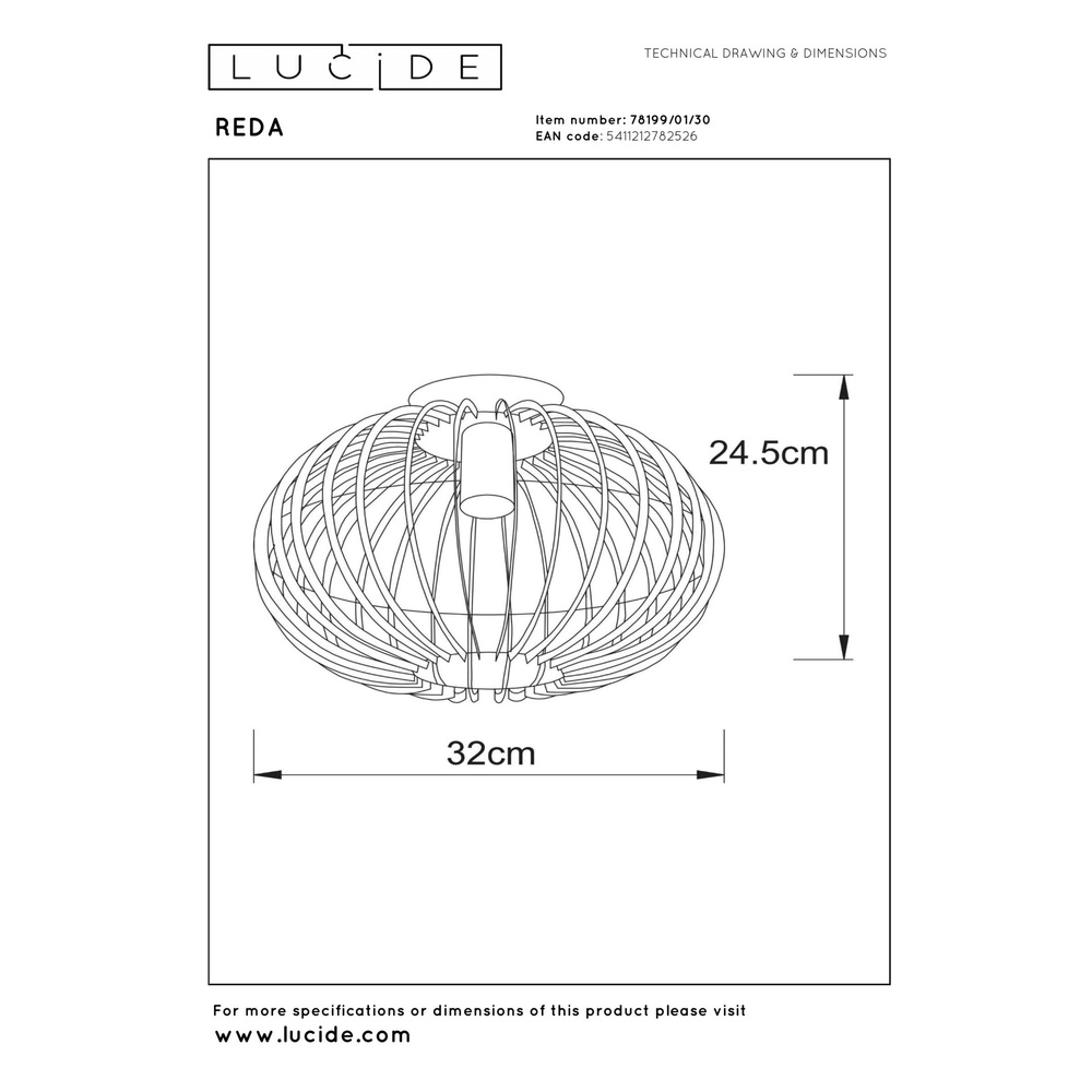 Deckenlampe Reda Ø 32 cm schwarz Lucide 5411212782526