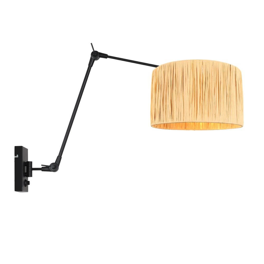 Wandleuchte Prestige Chic schwarz mit Strohschirm Steinhauer 8712746172942