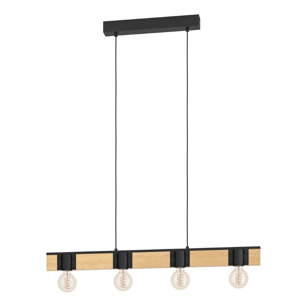 Hängelampe aus Holz Bailrigg 4-Licht