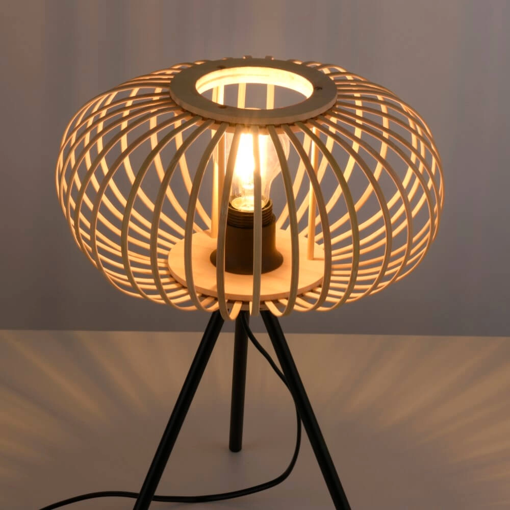 Stativ-Tischlampe Racoon Holz Just Light 4043689987596