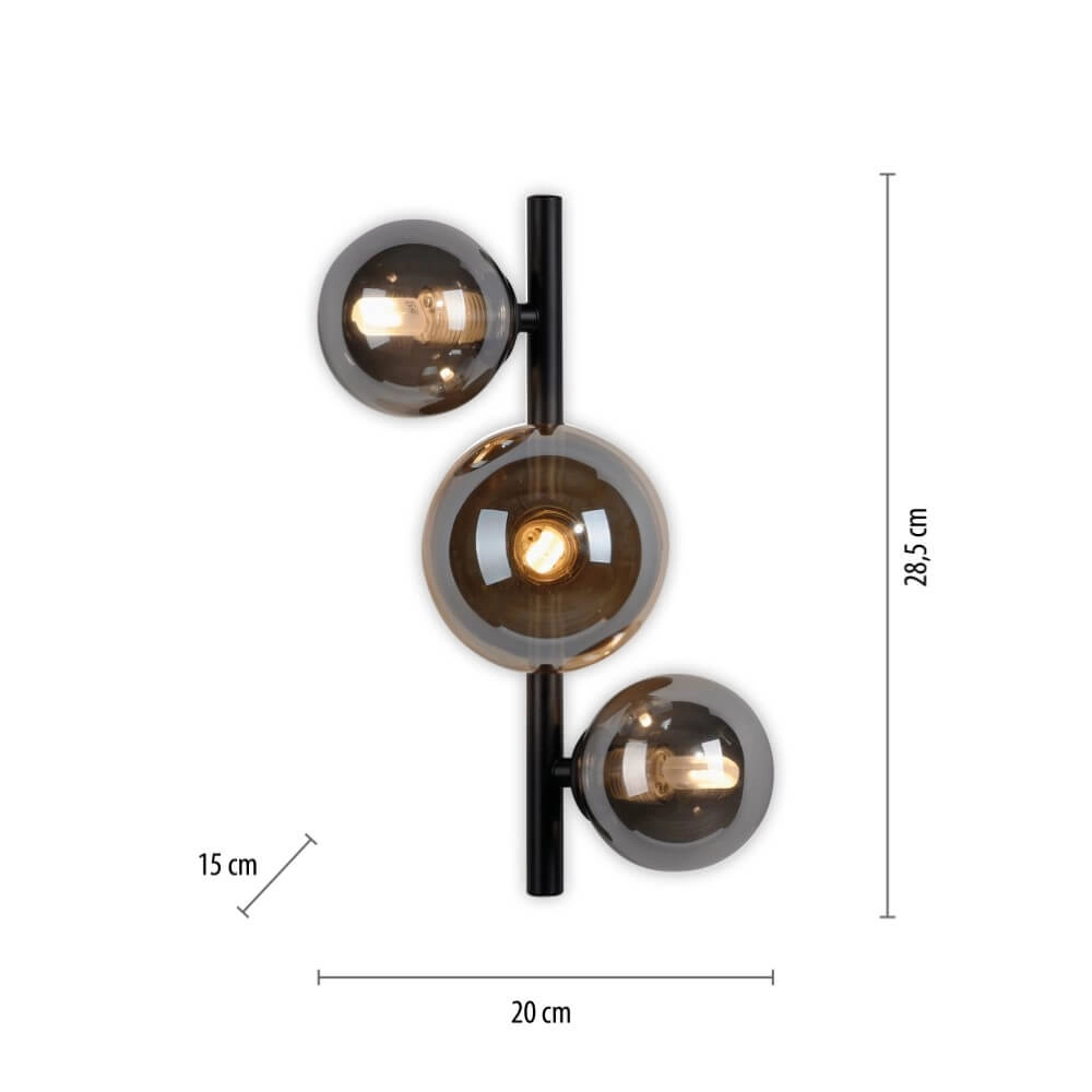 Schwarze Wandlampe Popsicle 3-flammig Paul Neuhaus 4012248375501