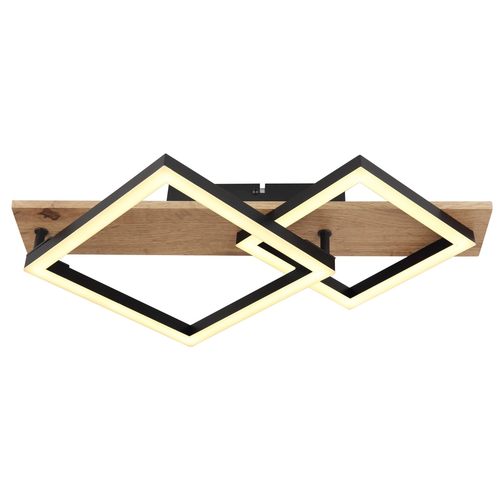 Deckenlampe Beatrix 47,5 cm Quadrate schwarz mit Holz Globo 9007371457380