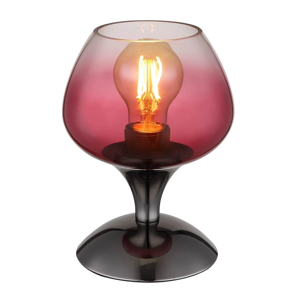 Tischleuchte aus Rotguss Maxy mit rotem Glas Ø 15cm Globo 9007371471935