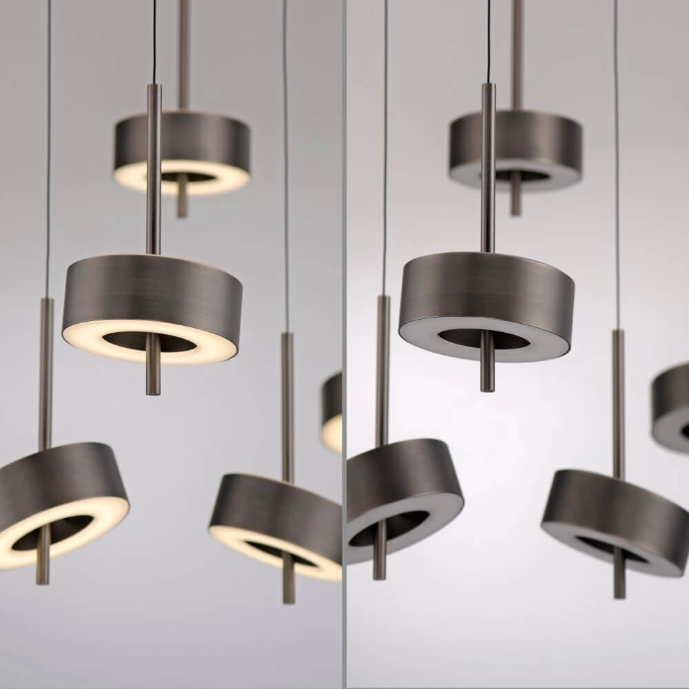 Hängelampe mit 5 Leuchten Q-Rotate braun modern Paul Neuhaus 4012248383179