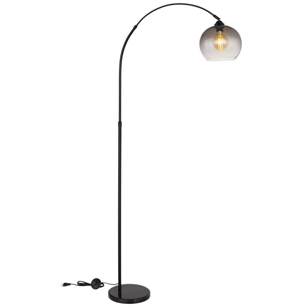 Schwarze Bogenlampe Newcastle Glühbirne Rauchglas Globo 9007371454228