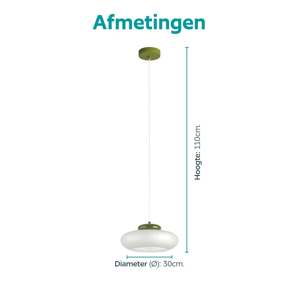 Design-Pendellampe Berardelli weiß mit grünem Ø 32 cm