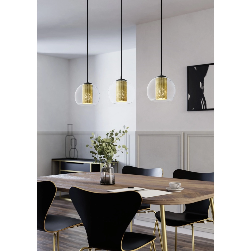 Design-Pendellampe Bolsano 3-hell schwarz mit Gold Eglo 4046806038867