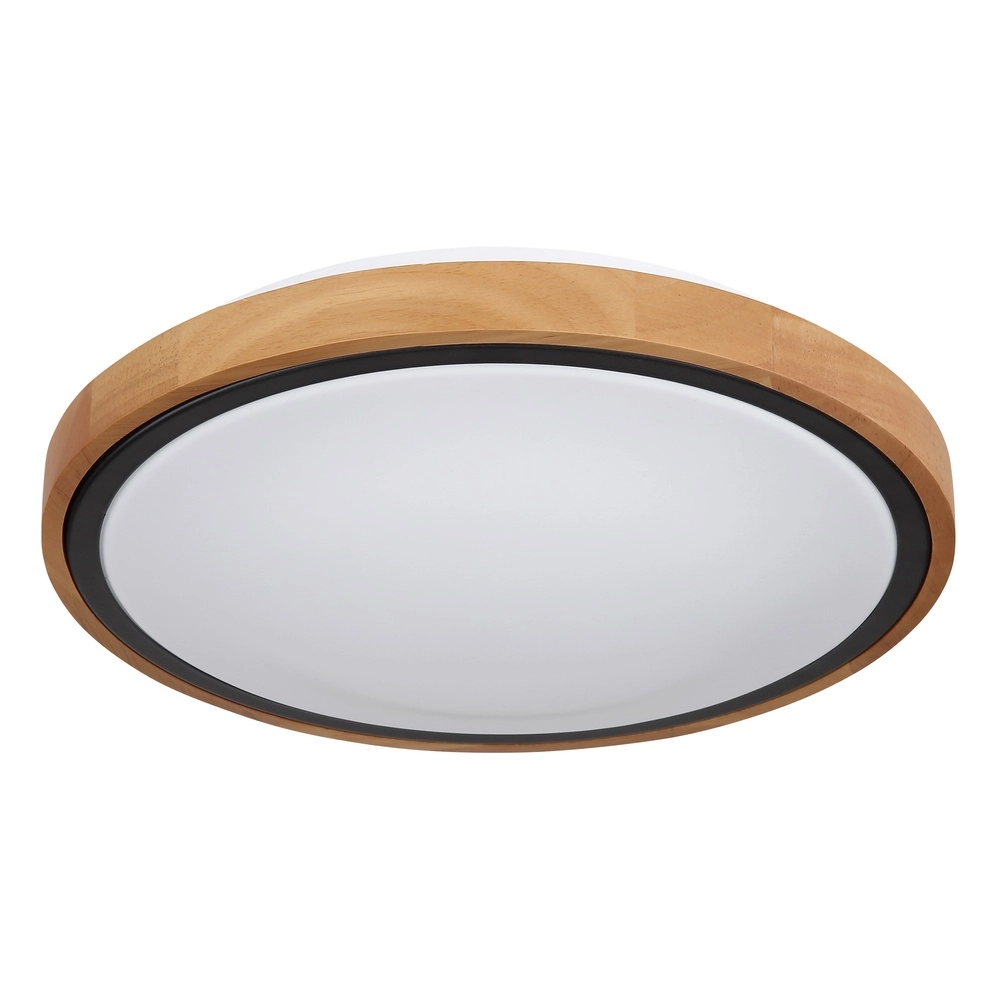 Deckenlampe Bruno Ø 30,7 cm schwarz mit Holz Globo 9007371430468