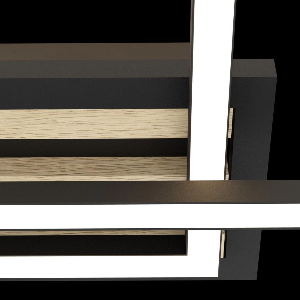 Moderne Deckenlampe Cembrano Rechteck schwarz mit Holz Eglo 9008606388110