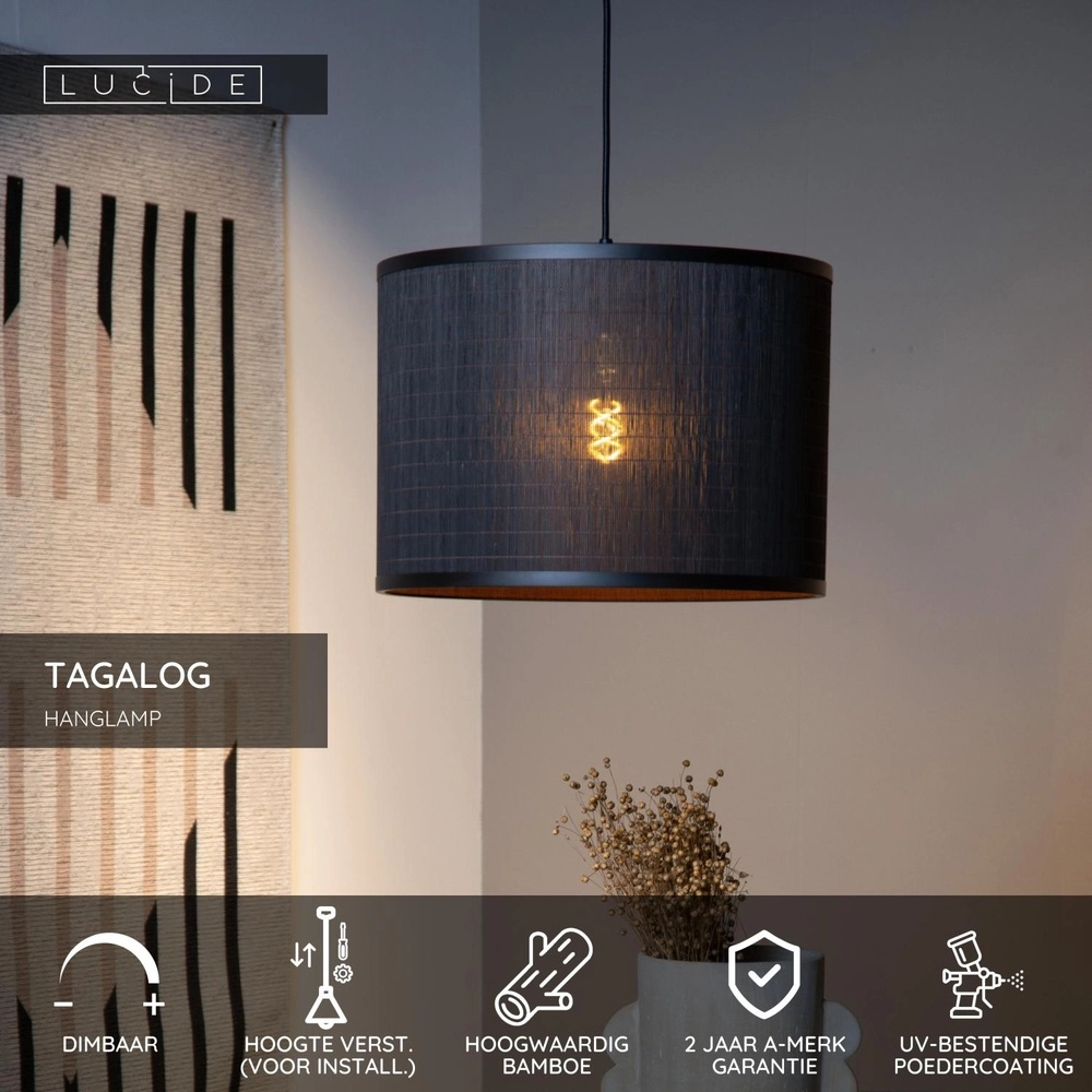Pendellampe Tagalog Ø 40cm schwarz Lucide 5411212211620