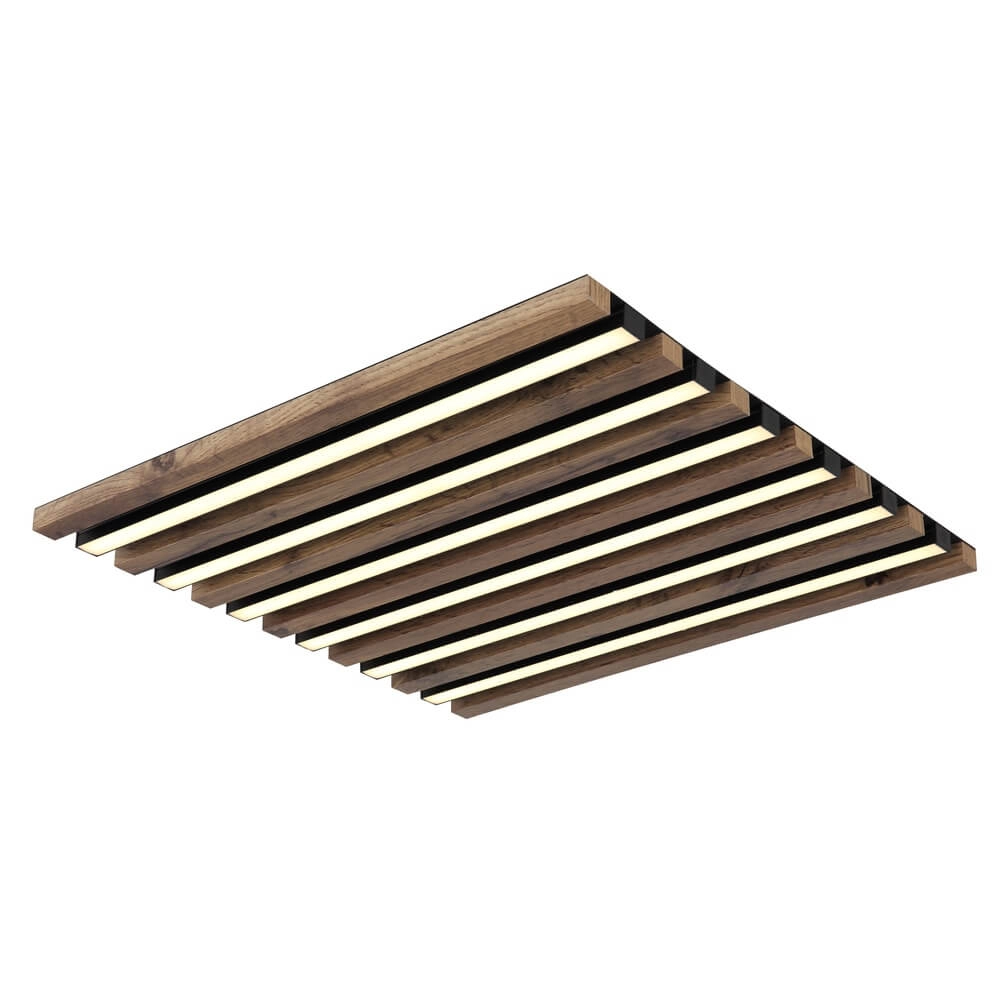 Deckenlampe Hayden schwarz mit Holz Quadrat 45cm Globo 9007371510641