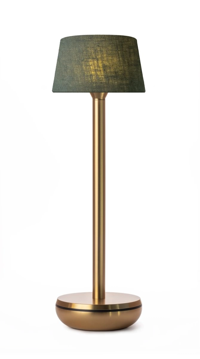 Air Gold/Emerald Linen Wiederaufladbare Tischlampe