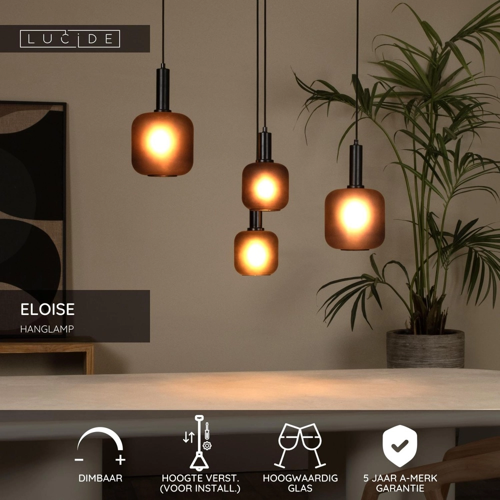 Schwarze Pendellampe Eloise 4-Licht Lucide 5411212452474