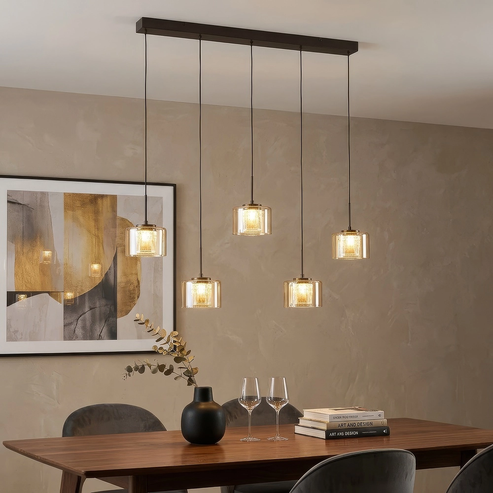 Design-Pendellampe Tumblers 5-Licht gerader Bronze Searchlight 5,05342E+12