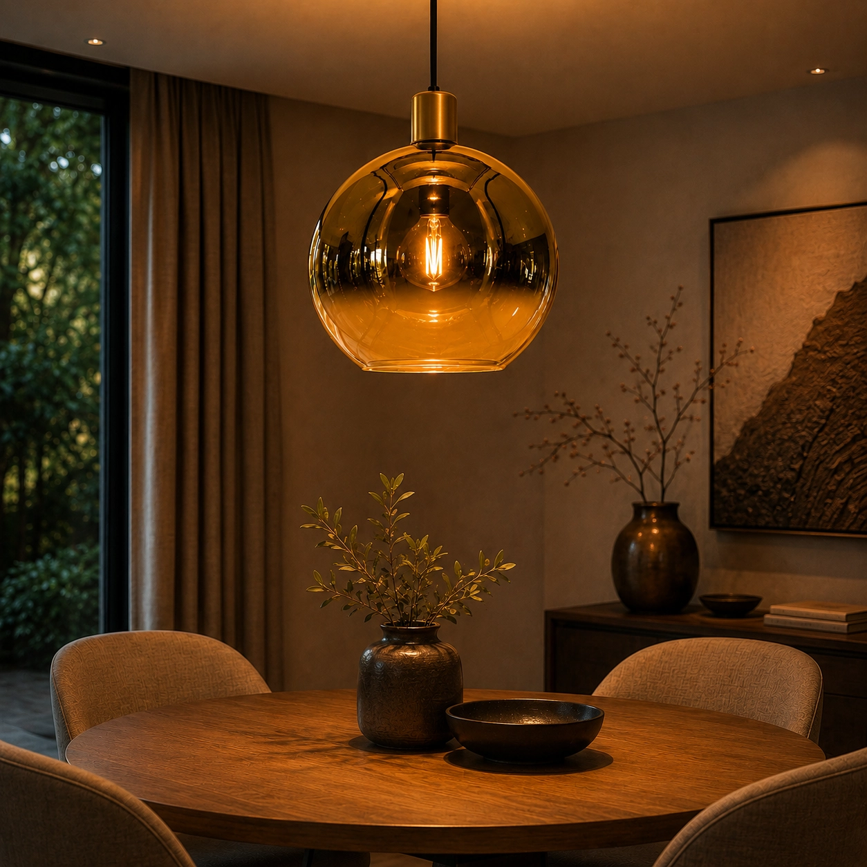Ø 40cm Hängelampe Rosario gold -glas