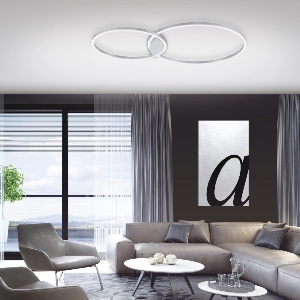 Deckenleuchte Q-Kate 2-Ring 124cm grau Paul Neuhaus 4012248333556