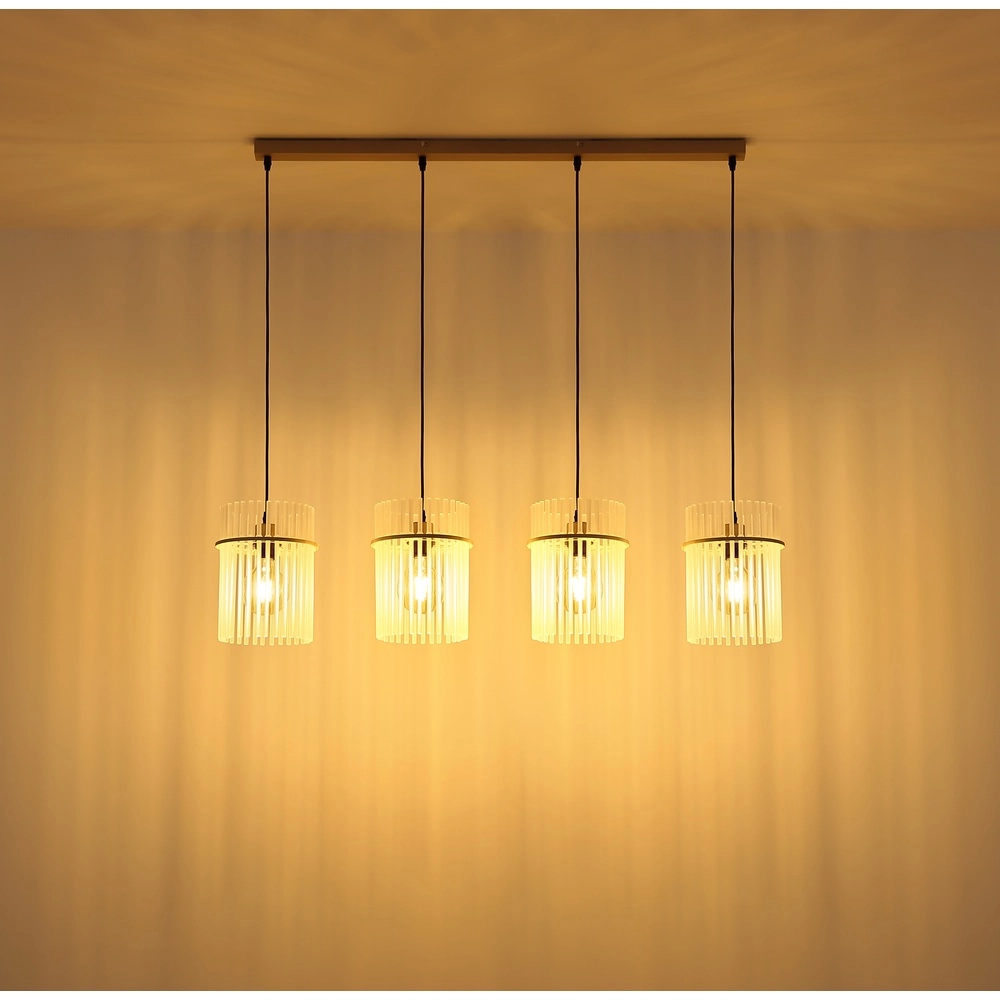 4-flammige Pendelleuchte Gorley sandbraun mit Glas Globo 9007371572717