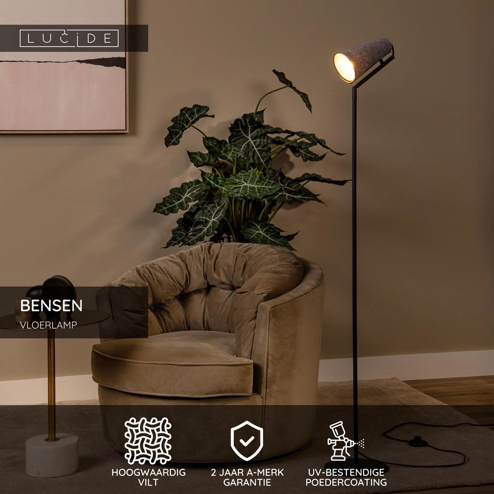 Einzigartige Stehlampe Bensen Grau Lucide 5411212051653