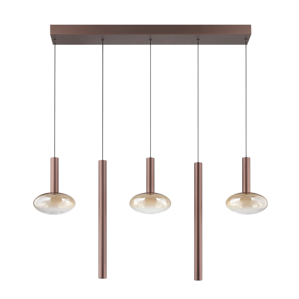 Pendellampe Veridian Kaffeebraun mit bernsteinfarbenem Glas Brilliant 4004353477942