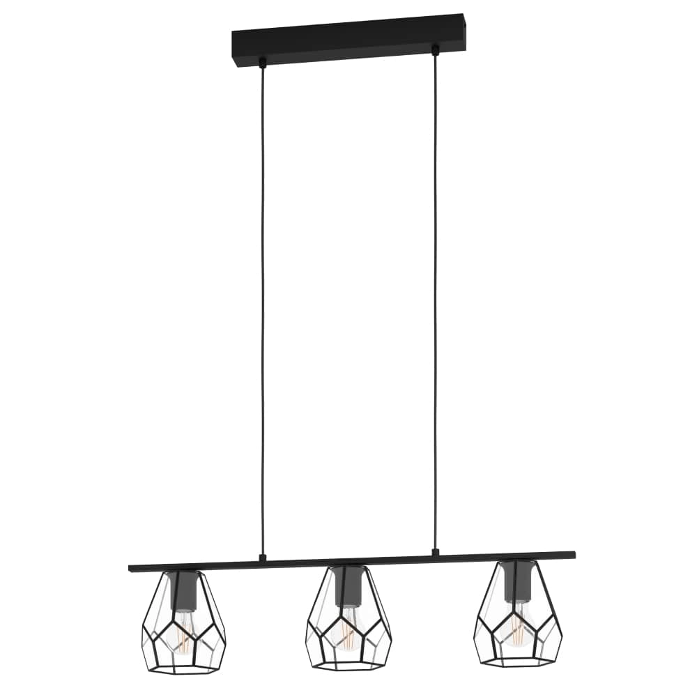 Hängelampe für das Esszimmer Mardyke schwarz mit Glas