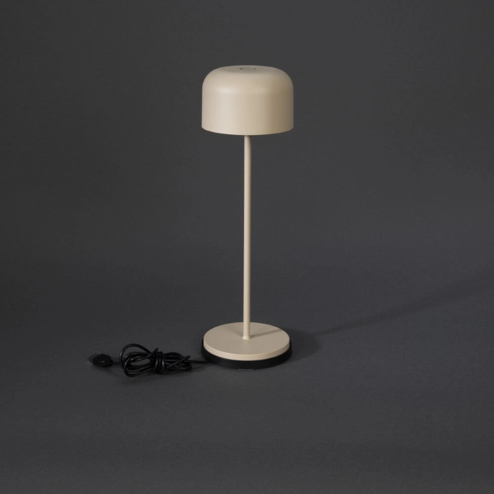 Sandfarbene Tischlampe Lille wiederaufladbar KonstSmide 7318307834338
