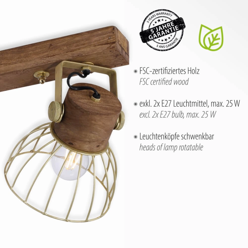 Deckenleuchte Alami Braunes Messing, 2-flammig Just Light 4043689976224
