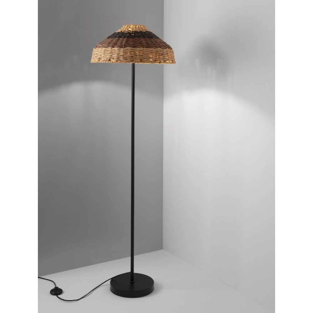 Stehlampe Caro Schwarz und Rattan Lyora 5212017453013