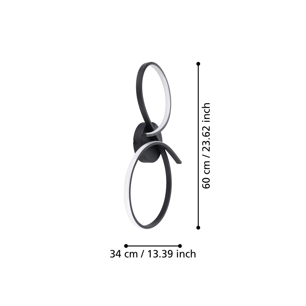 Moderne LED-Deckenbeleuchtung Serpins 60 cm – Schwarz Eglo 9008606313655