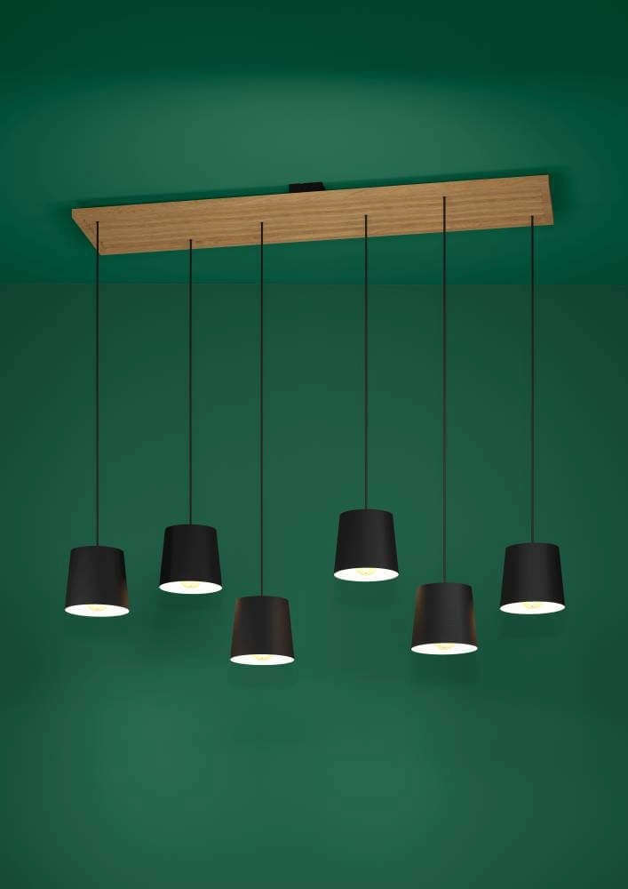 Hängelampe mit 6 Leuchten Camarioca Holz mit Schwarz Stars of Light 9008606239047