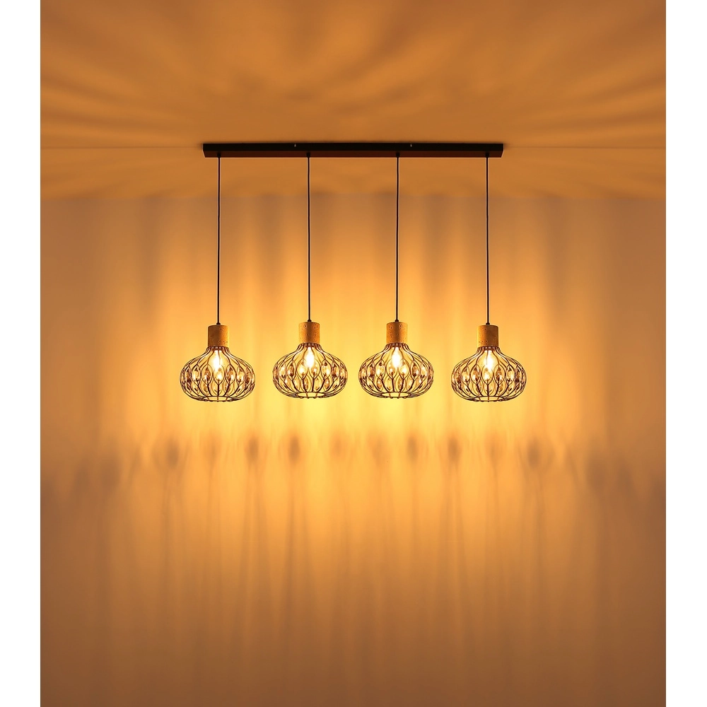 4-Licht Pendellampe Dorthy Country Black Globo 9007371572069