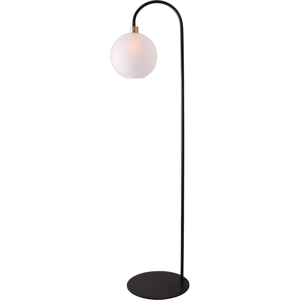 Stehlampe Lazise Schwarz mit Gold und weißem Glas